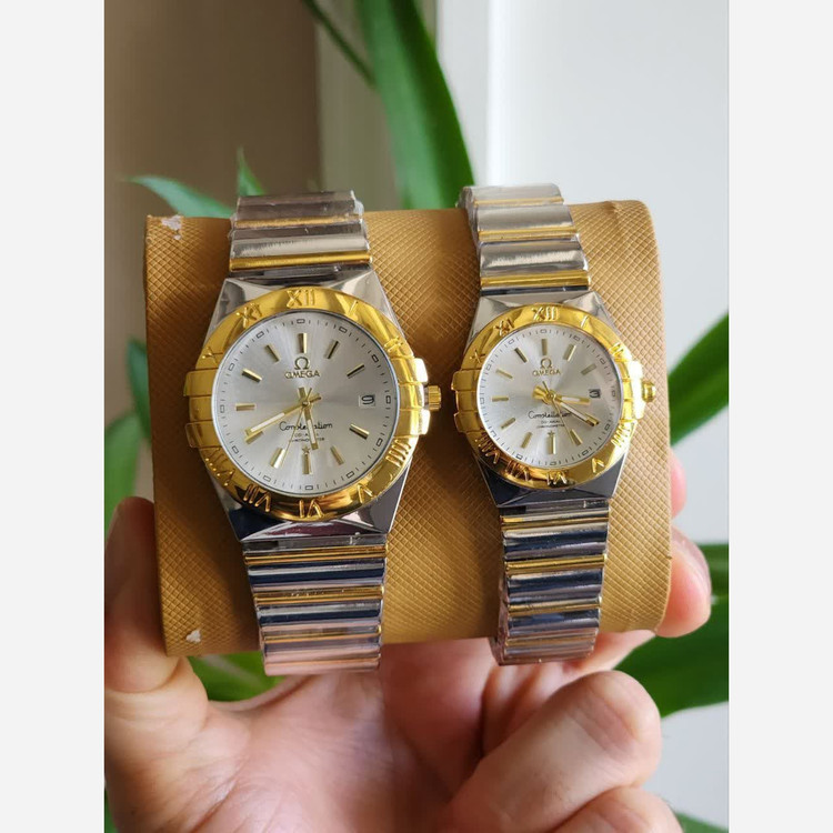 ساعت مچی زنانه و مردانه ست امگا رنگ ثابت تاریخ دار شیک OMEGA