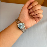 ساعت زنانه casio(کاسیو) اصل ، عقربه ای صحفه گرد رنگ بندی کامل و بند استیل نقره ای ضد آب کد 0002