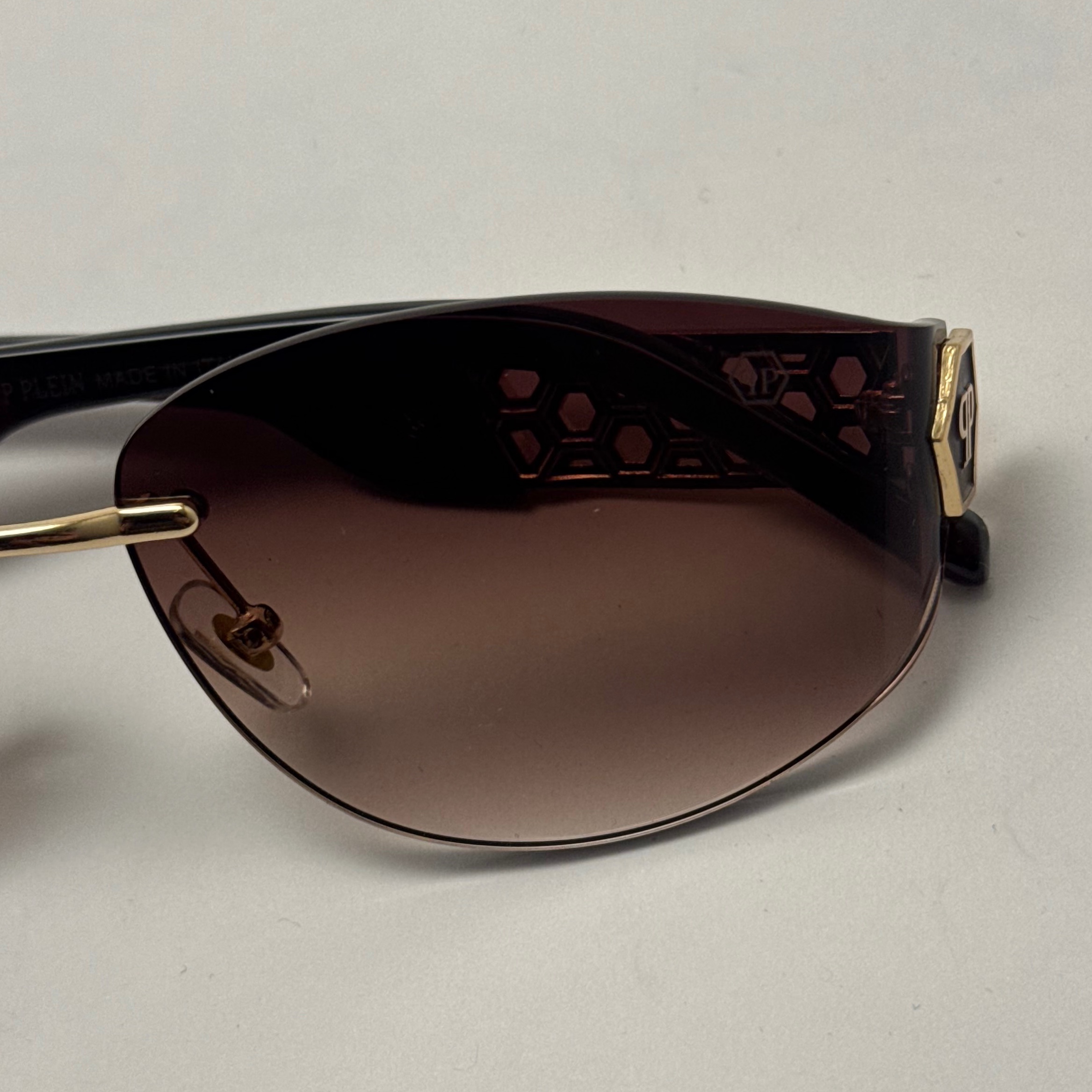 عینک آفتابی فیلیپ پلین Philip Plein مدل Luxury Shield فریم لس قهوه ای - لنز UV400