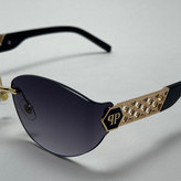 عینک آفتابی فیلیپ پلین Philip Plein مدل Luxury Shield فریم لس مشکی طلایی - لنز UV400