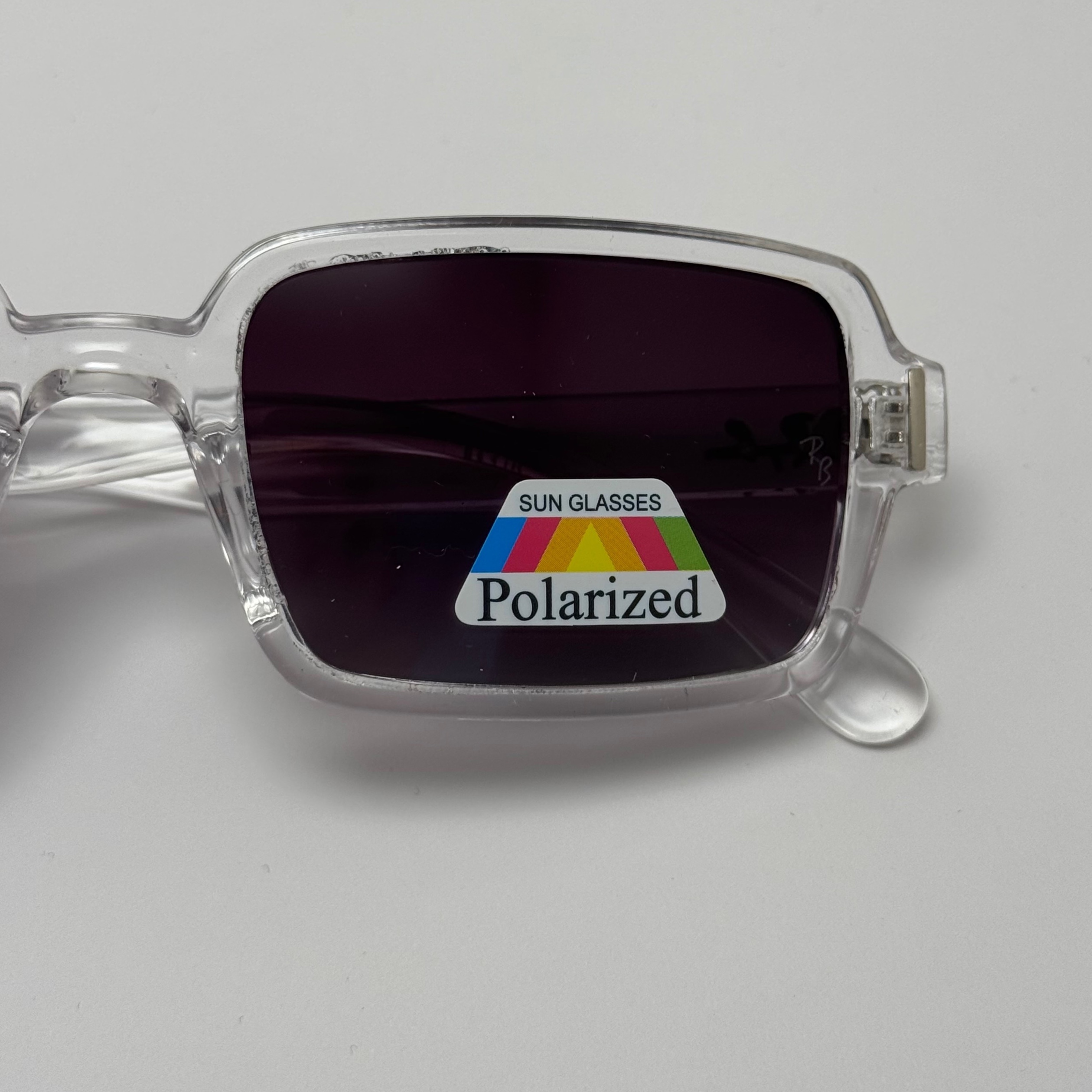 عینک آفتابی پلاریزه ریبن مستطیلی کریستالی مشکی کد rayban RB 2201