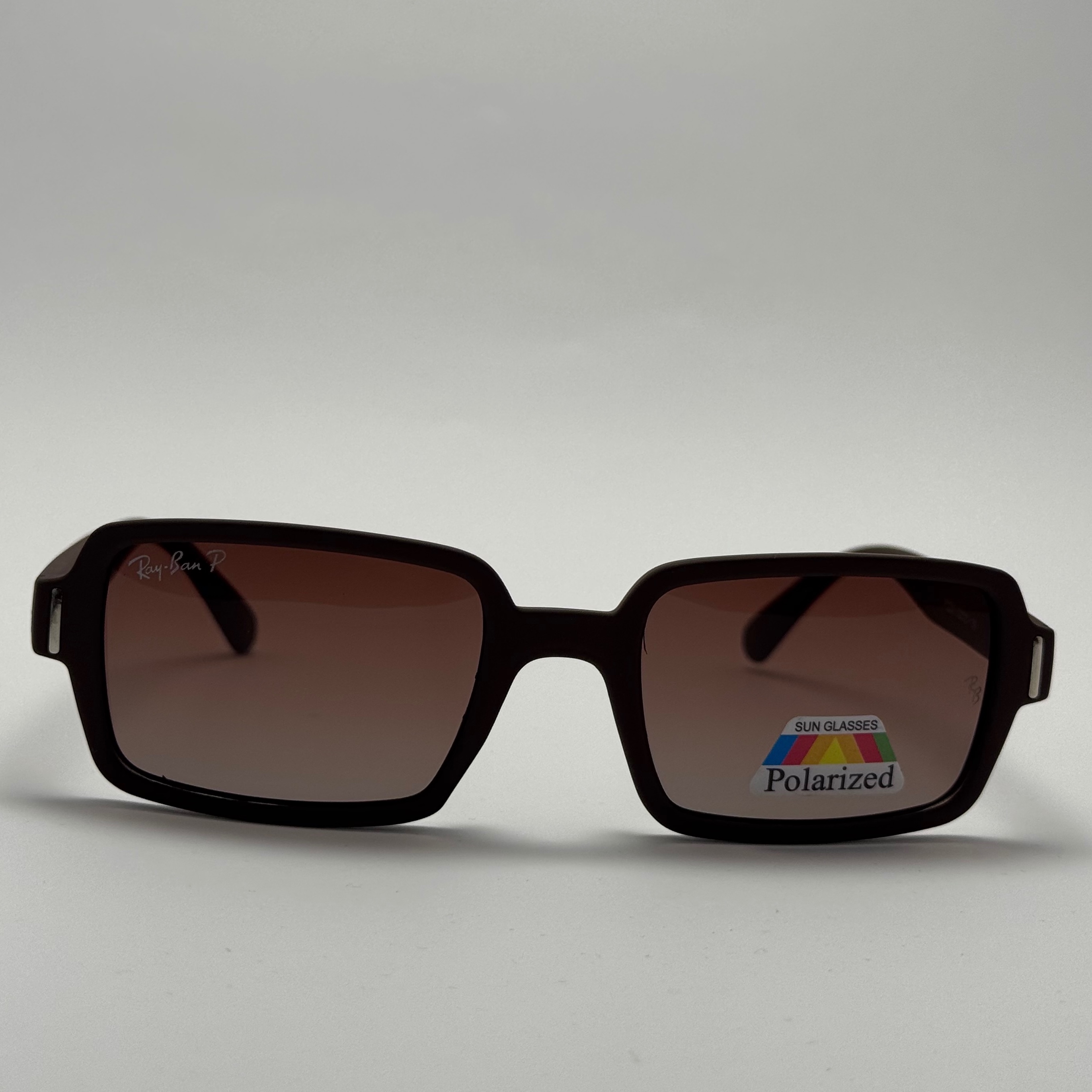 عینک آفتابی پلاریزه ریبن مستطیلی قهوه ای کد rayban RB 2201