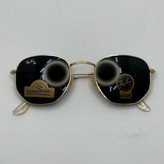 عینک ریبن هگزونال شیشه سنگ مشکی فریم طلایی به همراه پک کامل ریبن کد Rayban RB 3548