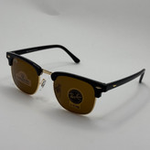 عینک آفتابی ریبن rayban کلاب مستر شیشه سنگ قهوه ای فریم طلایی rb 3016 به همراه پک کامل