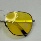 عینک آفتابی و شب خلبانی رندولف شیشه سنگ زرد فریم نقره ای فول پک اصلی RANDOLPH AVIATOR RE 58 24K WHITE GOLD