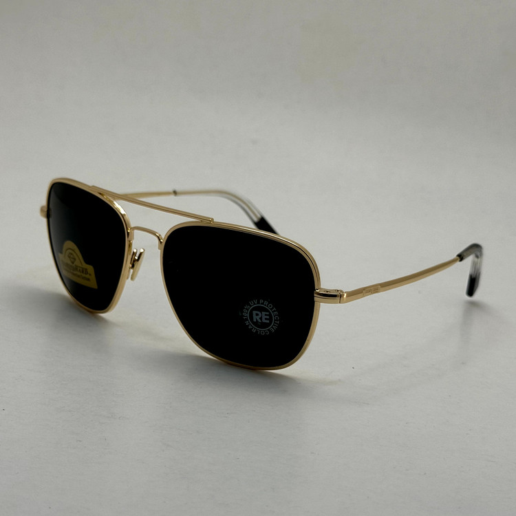 عینک آفتابی خلبانی رندولف شیشه سنگ آنتی رفلکس مشکی فریم طلایی فول پک RANDOLPH AVIATOR RE 58 24K GOLD