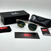 عینک آفتابی کلاب مستر ریبن rayban شیشه سنگ مشکی فریم شفاف به همراه پک کامل RB 3016
