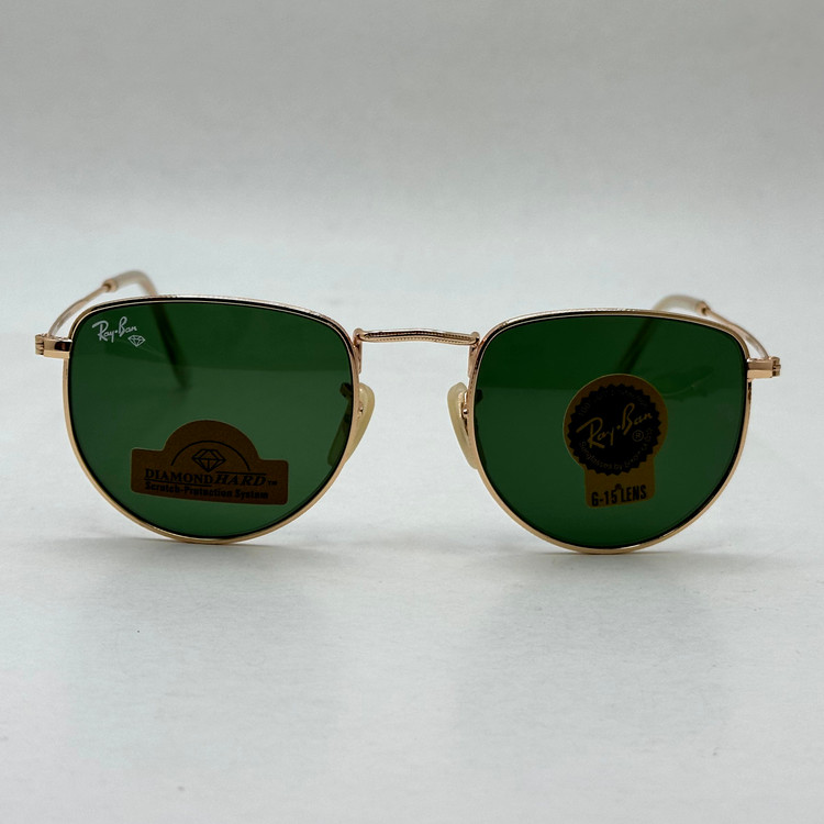 عینک آفتابی ریبن rayban شیشه سنگ سبز طلایی کد rb 3958 - فول پک