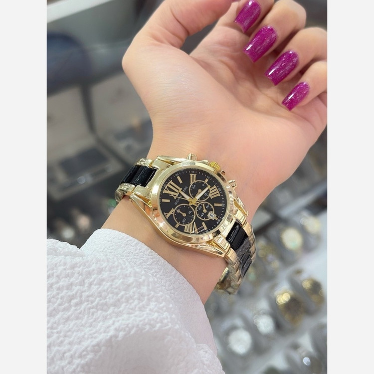 ساعت مچی دخترانه زنانه مایکل کورس michael kors بند مشکی طلایی