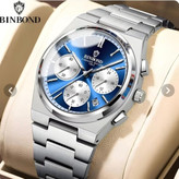 ساعت مچی مردانه اورجینال binbond بند فولادی رنگ ثابت