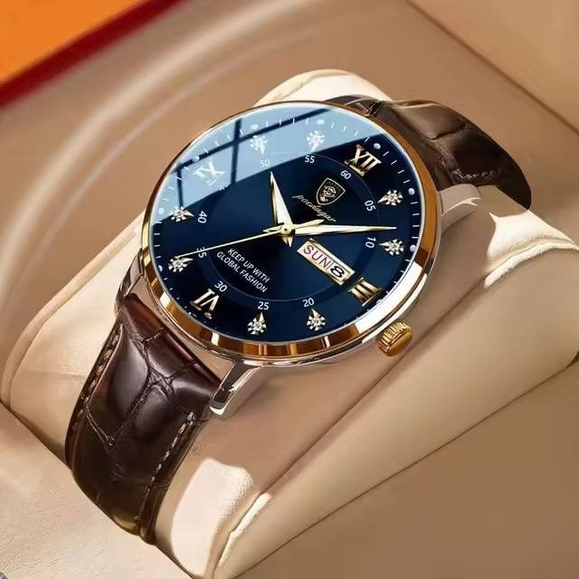 ساعت مچی مردانه پوداگار کلاسیک poedagar بند چرمی قهوه ای اورجینال 836 ارسال رایگان