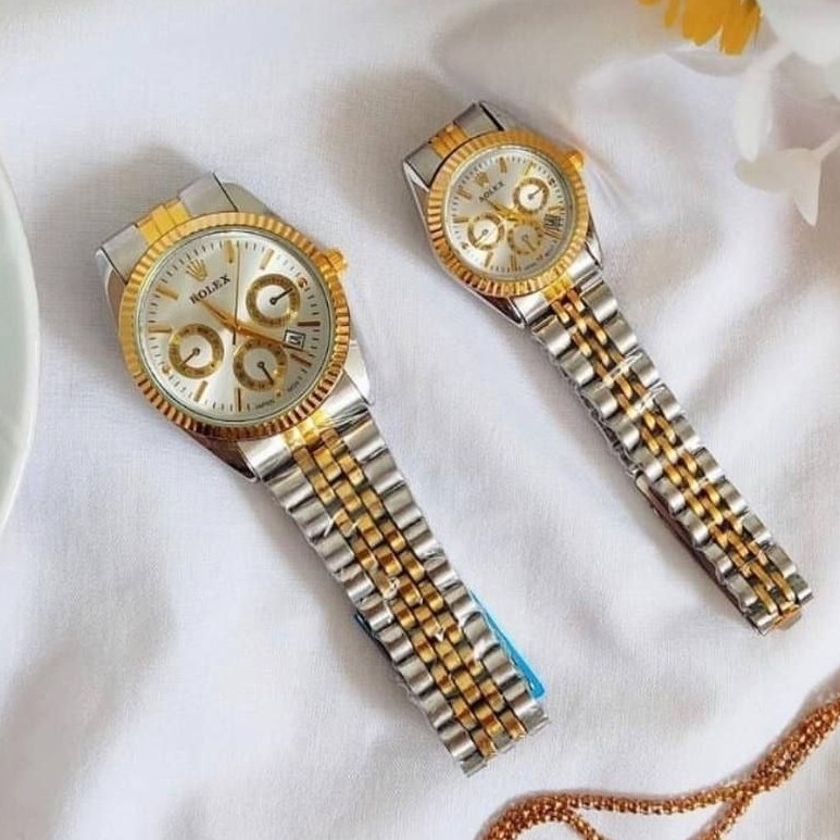 ست ساعت مردونه و زنونه رولکس تقویم دار طلایی نقره ای