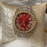 ساعت رولکس Rolex فول استون نگینی صفحه قرمز
