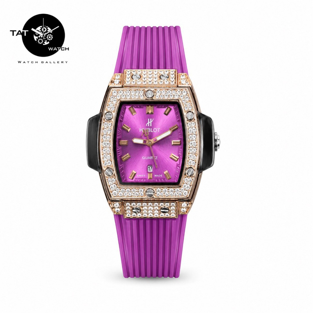 ساعت مچی زنانه هابلوت بند رابر باگارانتی جعبه ارسال رایگان در رنگبندی Hublot