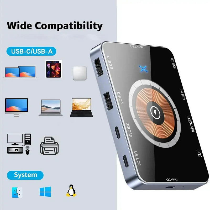 هاب داک استیشن 10پورت مدل multi port wireless charger-10port