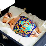 گلدان مسی طرح پرداز طلایی مدل خمره ای ارتفاع 15