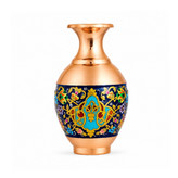 گلدان مسی طرح پرداز طلایی مدل خمره ای ارتفاع 15