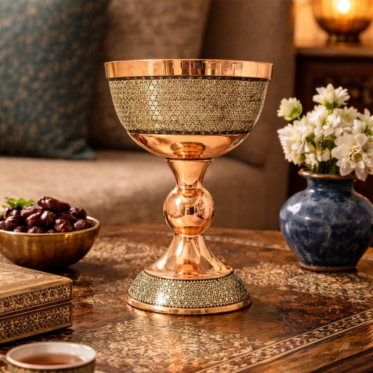 سنگاب مس و خاتم سایز 5 به همراه جعبه فانتزی