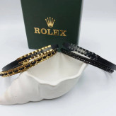 دستبند مردانه و پسرانه اسپرت چرم و پلاک استیل رولکس rolex سه لاین رنگ ثابت کد amp (پس کرایه)
