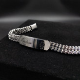 دستبند استیل مردانه پلاک کارتیر CARTIER زنجیر چهار وجهی دولاین رنگ ثابت کد amp (پس کرایه)