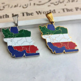 پلاک و آویز گردنبند استیل نقشه و پرچم سه رنگ کشور ایران رنگ ثابت کد amp (پس کرایه)