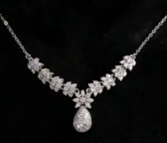 نیم ست زنانه گردنبند و گوشواره جواهری نگین کاری طرح آویز قطره ای ضد حساسیت رنگ ثابت کد amp (پس کرایه)