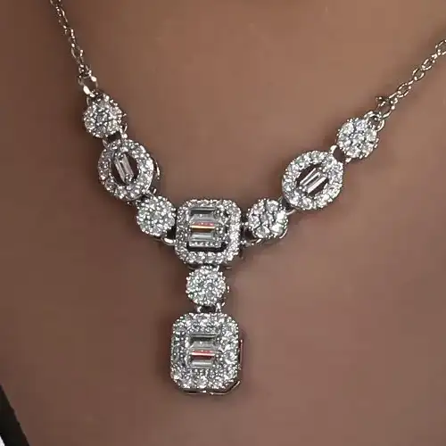 نیم ست زنانه گردنبند و گوشواره جواهری نگین کاری ضد حساسیت رنگ ثابت کد amp (پس کرایه)