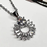 گردنبند و آویز زنانه جواهری طرح حلقه ای نگین تنیسی و تک نگین بزرگ ضد حساسیت رنگ کاملا ثابت کد atk (پس کرایه)