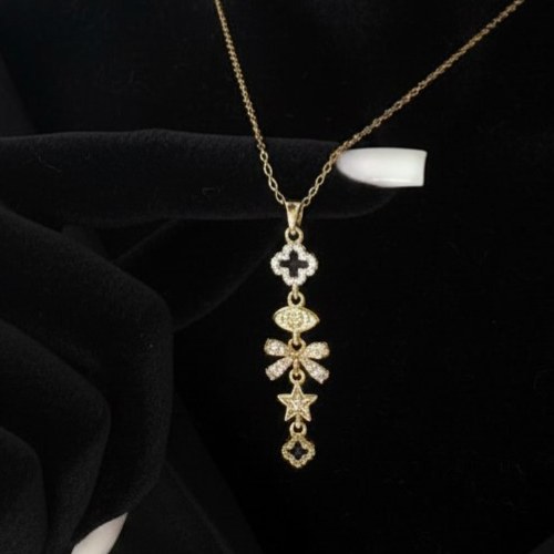 گردنبند زنانه طرح ونکلیف نگین کاری شده رنگ کاملا ثابت کد zmc (پس کرایه)