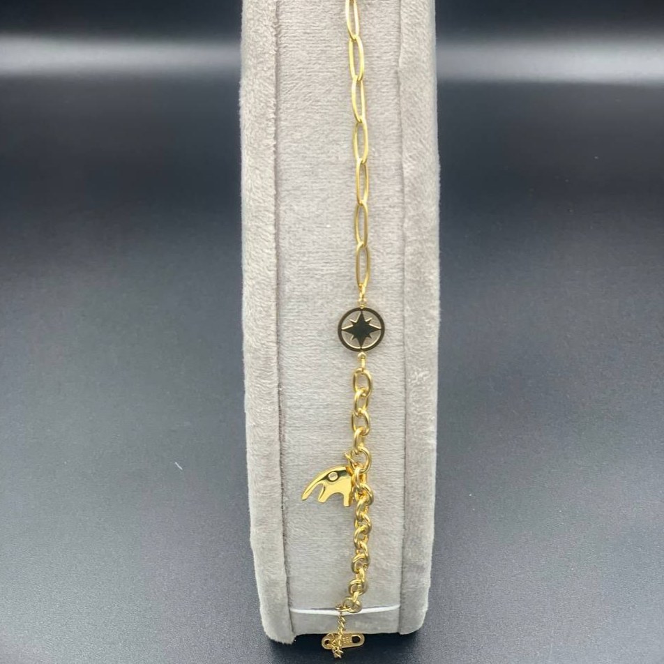 دستبند زنانه طرح آویز دایره ای رنگ ثابت با کیفیت بالا کد zel (پس کرایه)