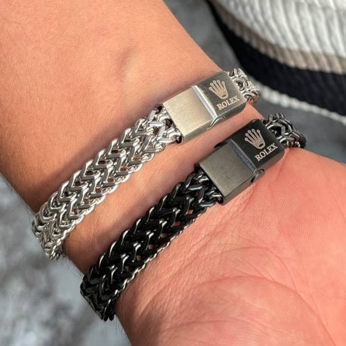 دستبند مردانه چندوجهی با پلاک رولکس Rolex استیل عیار 316 کیفیت عالی رنگ ثابت کدsm (پس کرایه)