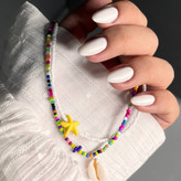 گردنبند زنانه مهره و سنگ طرح ستاره و صدف رنگ کاملا ثابت کد tk (پس کرایه)