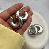 گوشواره استیل زنانه طرح مینیمال نقره ای تنوع طرح رنگ ثابت و ضد حساسیت کد tj (پس کرایه)