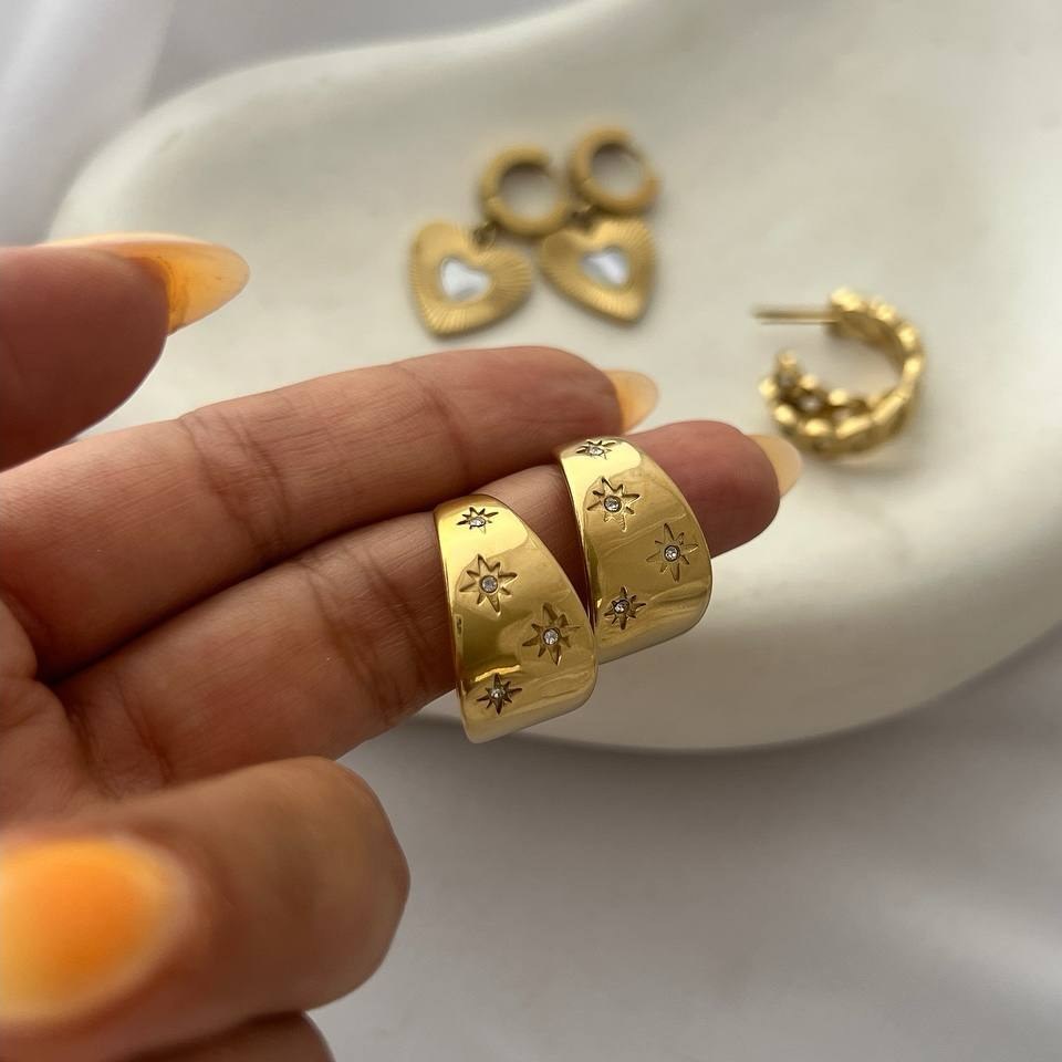 گوشواره استیل زنانه طرح کارتیر تنوع طرح رنگ ثابت و ضد حساسیت کد tj (پس کرایه)