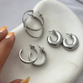 گوشواره استیل زنانه طرح مینیمال نیم حلقه تنوع طرح رنگ ثابت و ضد حساسیت کد tj (پس کرایه)