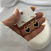 گوشواره استیل زنانه طرح قلب آویز رنگ ثابت و ضد حساسیت کد tj (پس کرایه)