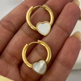گوشواره استیل زنانه طرح قلب حلقه ای رنگ ثابت و ضد حساسیت کد tj (پس کرایه)