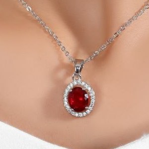 نیم ست گردنبند و گوشواره جواهری نگین کاری مخراج طرح بیضی رنگ ثابت کد mp (پس کرایه)