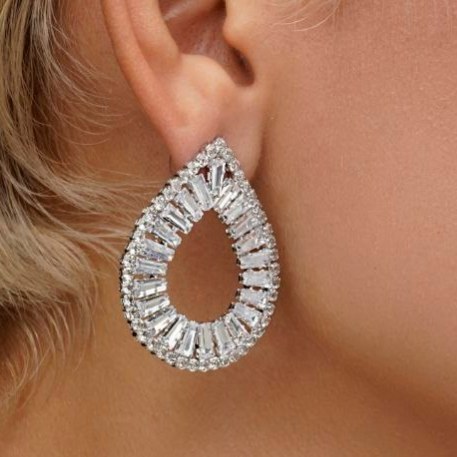گوشواره جواهری طرح حلقه ای رنگ کاملا ثابت کد bn (پس کرایه)