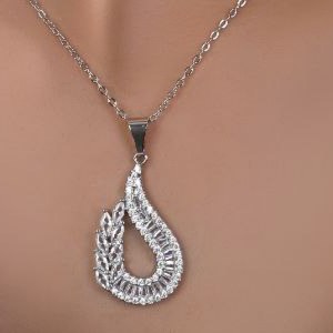 نیم ست گردنبند و گوشواره طرح جواهری طرح قطره اشک نگین رنگ ثابت کدMP (پس کرایه)