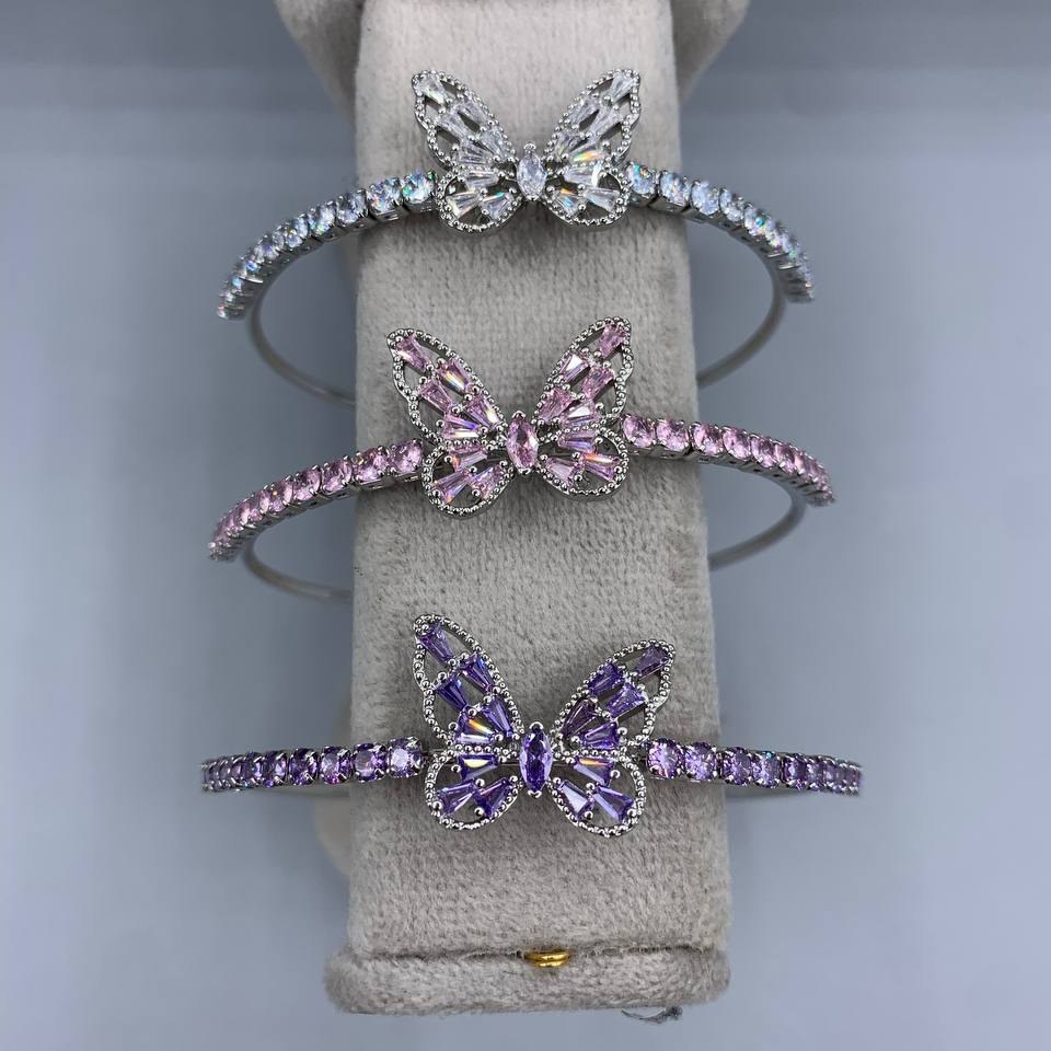 دستبند النگویی و بنگل طرح جواهری طرح تنیسی وسط گل ونکلیف Vancleef نگین تنوع طرح رنگ ثابت کد el (پس کرایه)