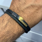دستبند چرمی قفل و پلاک استیل مردانه کارتیر Cartier قهوه ای کیفیت چرم عالی تنوع طرح رنگ ثابت کدbn (پس کرایه)