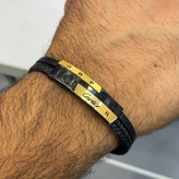 دستبند چرمی قفل و پلاک استیل مردانه کارتیر Cartier کیفیت چرم عالی تنوع طرح رنگ ثابت کدbn (پس کرایه)
