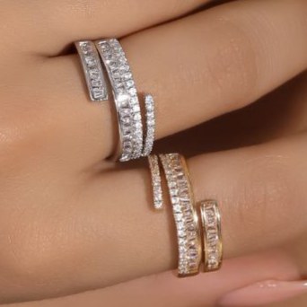 انگشتر طرح جواهری زنانه طرح دو لاین باگت فری سایز Free size تنوع طرح رنگ ثابت کد mp (پس کرایه)