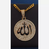 گردنبند و آویز پلاک فول نگین طرح الله رنگ ثابت کد vn (پس کرایه)