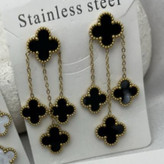 گوشواره آبکاری نقره طرح گل ونکلیف Vancleef آویز رنگ ثابت کد tj (پس کرایه)