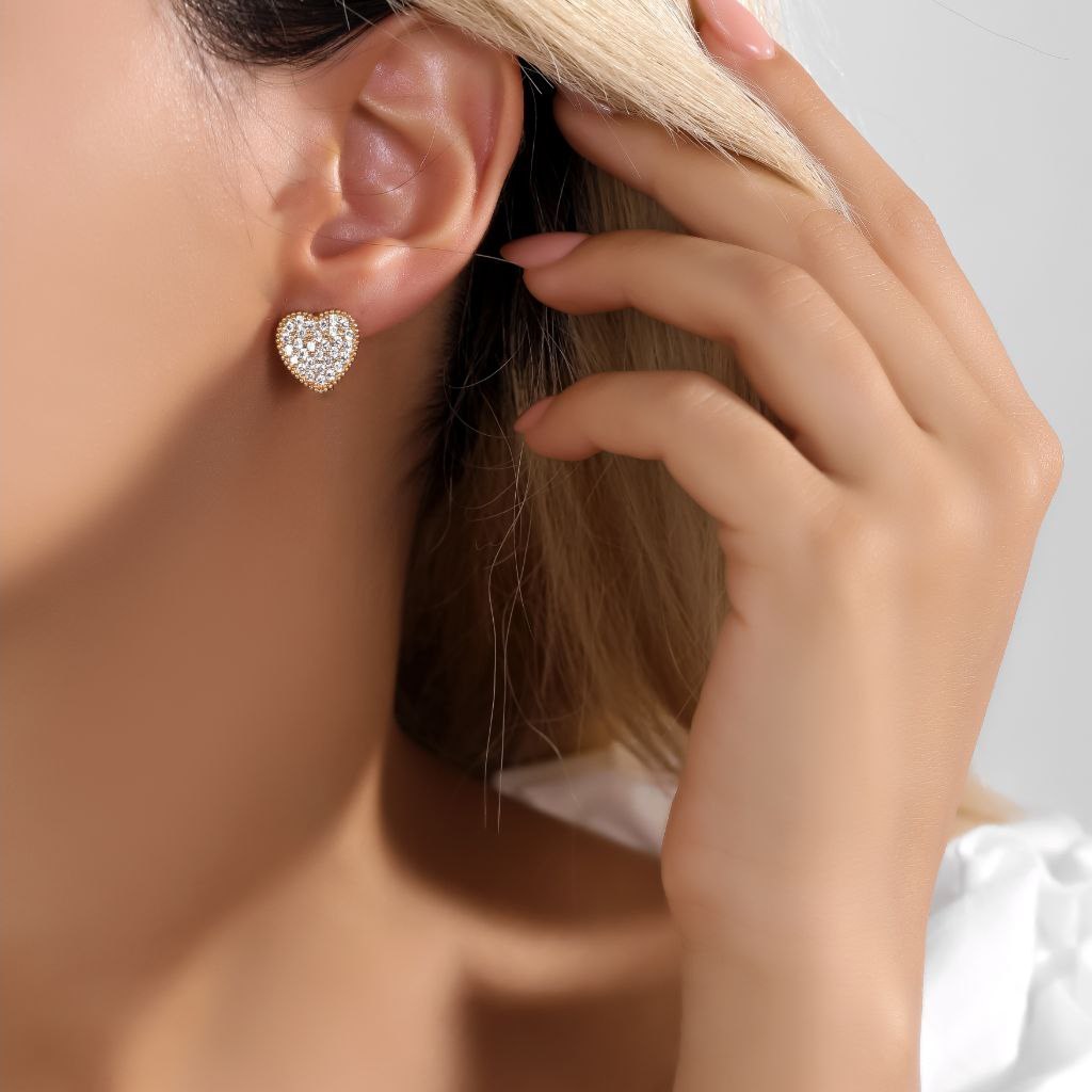 گوشواره طرح جواهری زنانه طرح دایره نگین تنوع طرح رنگ ثابت کد mp (پس کرایه)