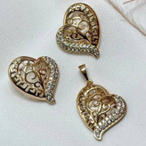 نیم ست گردنبند و گوشواره ژوپینگ زنانه طرح دست قلب تنوع طرح رنگ ثابت کد sm (پس کرایه)