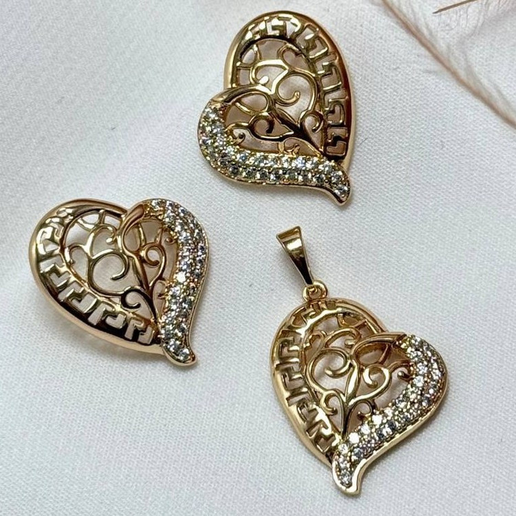نیم ست گردنبند و گوشواره ژوپینگ زنانه طرح گل تنوع طرح رنگ ثابت کد sm (پس کرایه)