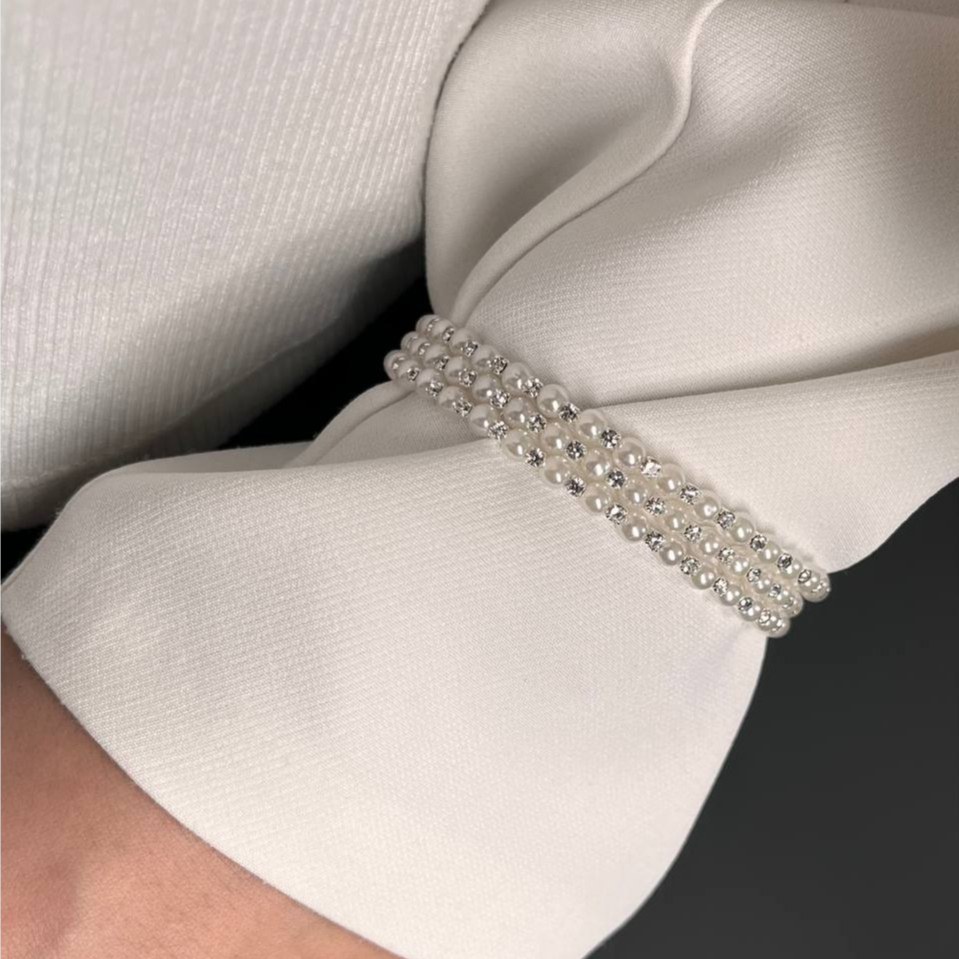 دستبند النگویی و بنگل آبکاری نقره زنانه طرح چند لاین فول نگین تنوع طرح رنگ ثابت کد tk